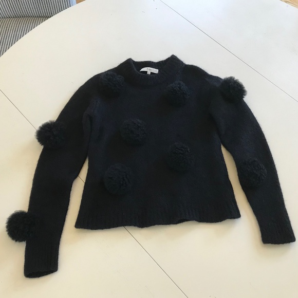 NEW TIBI BLACK ALPACA POMPOM SWEATER - Picture 9 of 13